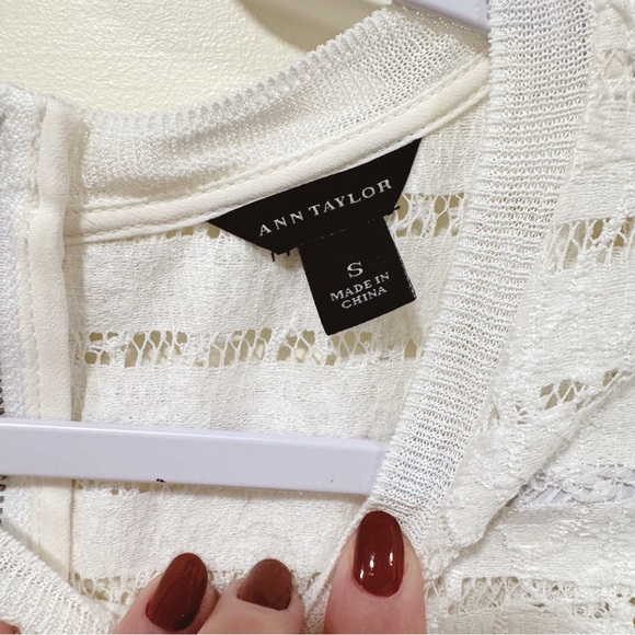 Cream long sleeve lace stripe shirt - Picture 2 of 5